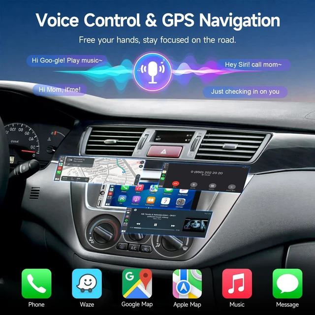 Alt view image 3 of 5 - 6.86" Car Stereo Single Din Car Radio with Apple Carplay & Android Auto