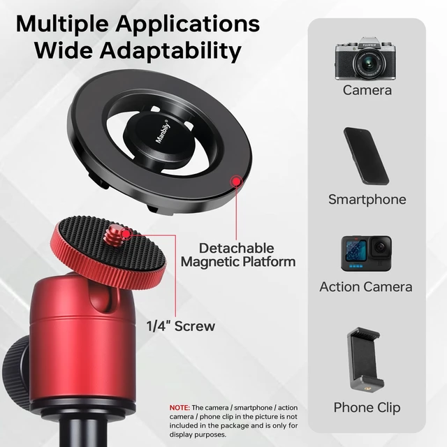Alt view image 3 of 5 - Manbily 5 in 1 Golf Monopod with Tripod Base, Magnetic Phone Stand for Cameras, Smartphone Selfie Stick with Ground Spike Stake & Extension Bar 1/4 Max Height 63 (GF-M25)
