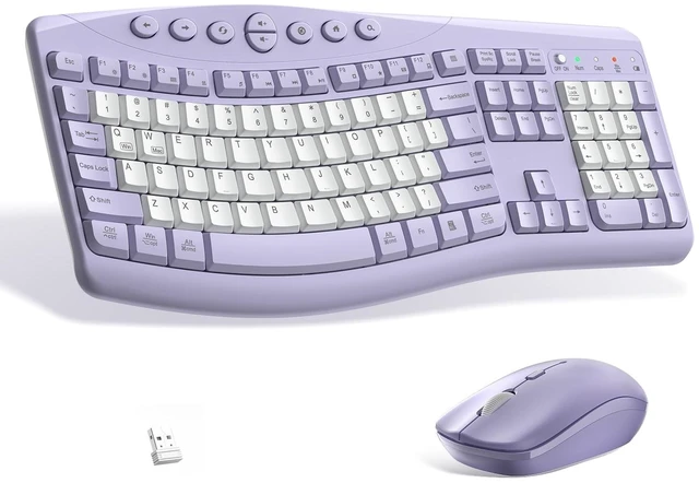 Main image of Wireless Keyboard and Mouse Combo Silent Ergonomic Curved Design for Office