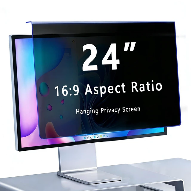 Main image of Vizbloc Hanging Privacy Screen Filter for 24" 16:9 Widescreen Computer Monitor, Anti-Peep & Blue Light Blocking, 30 Privacy Shield, Eye Protection for Office & Data Security (24" 16:09 (547320mm))