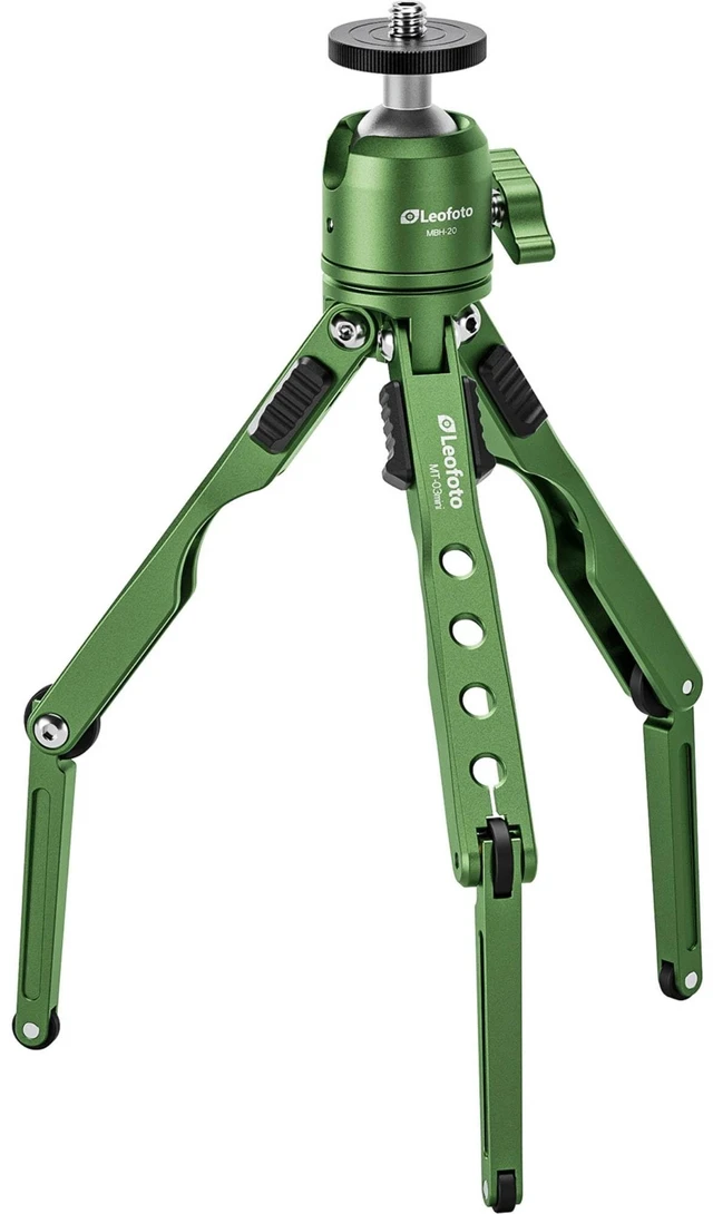 Main image of LEOFOTO Travel Aluminum Tabletop Tripod Ball Head MT-03mini+MBH-20 Green