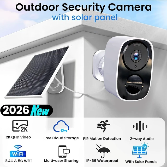 Alt view image 2 of 5 - 2 Pack 2.4G&5G Solar Security Cameras Wireless Outdoor with Free Cloud