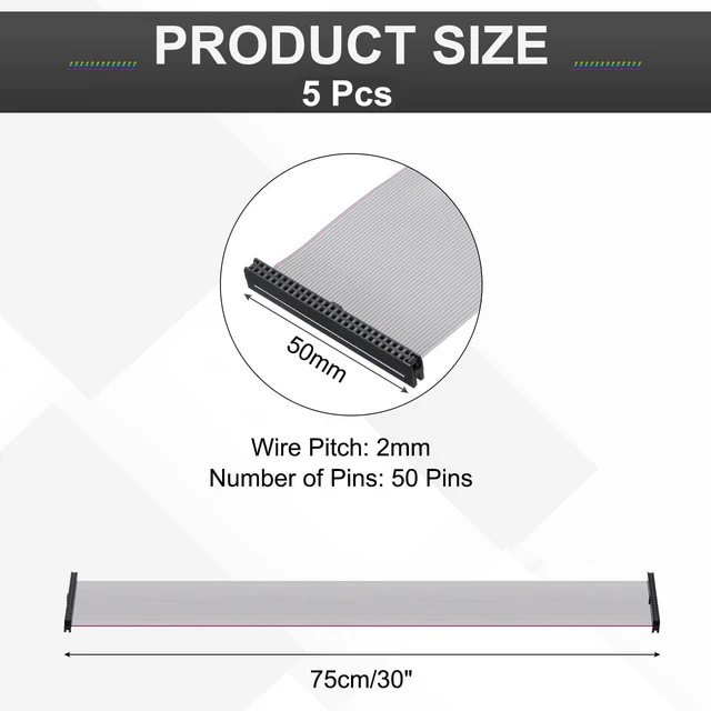 Alt view image 2 of 5 - MECCANIXITY 5Pcs IDC Connector Flat Ribbon Cable 50 Pins 75cm Length