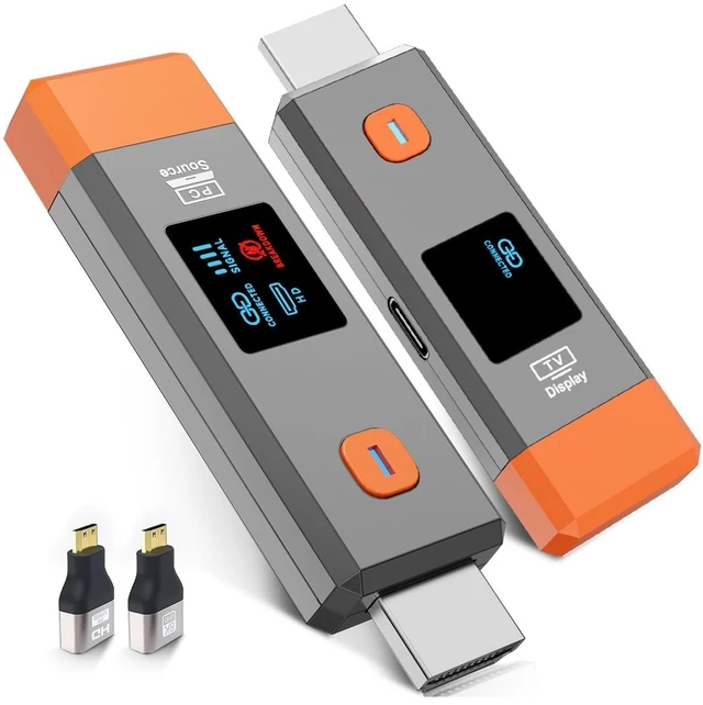Main image of Wireless HDMI Transmitter and Receiver 328ft Extender 4K Decode Input 1080P Output Plug&Play Portable 2.4G/5.8G for Video and Audio to Monitor from PC/Projector/TV Box with Screen (Sunset Orang