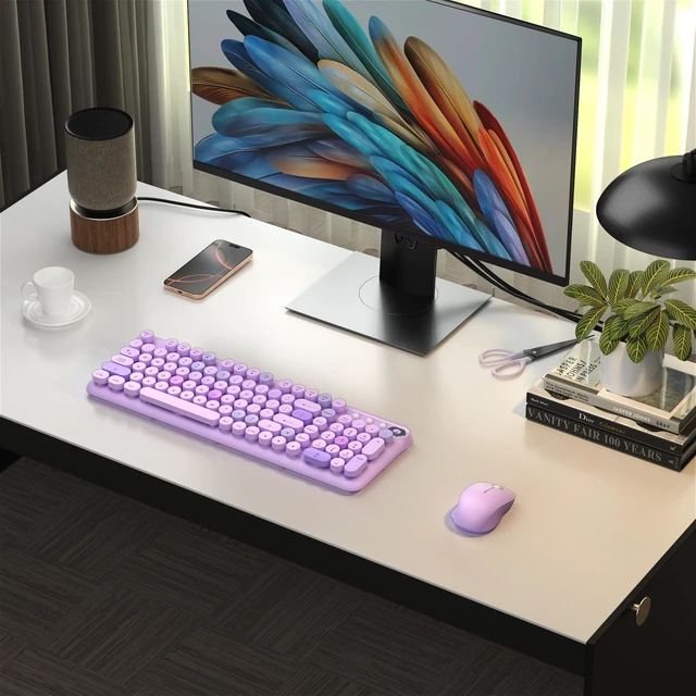 Alt view image 2 of 5 - COVEVA Colorful Wireless Keyboard and Mouse Combo (Purple Colorful)