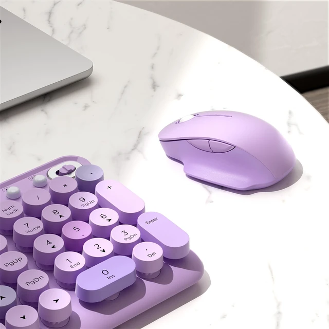 Alt view image 5 of 5 - COVEVA Colorful Wireless Keyboard and Mouse Combo (Purple Colorful)