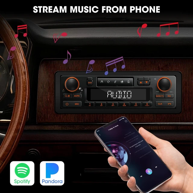 Alt view image 2 of 5 - Single Din Retro Bluetooth Radio: European Style Stereo for Classic Cars