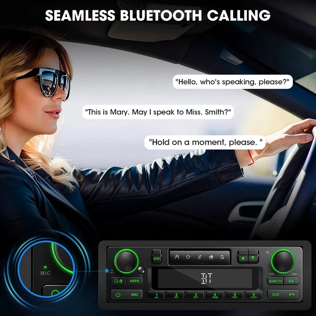 Alt view image 3 of 5 - Single Din Retro Bluetooth Radio: European Style Stereo for Classic Cars