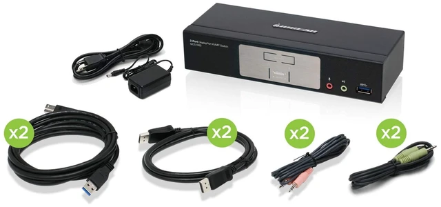 Main image of IOGEAR 2-Port DisplayPort KVMP Switch - 4K 60Hz - 2-Port USB 3.1 Hub 5Gbps - Keyboard Mouse Input - 7.1 HD Audio - Front Panel Selector - TAA Compliant - Mac/Win - GCS1932
