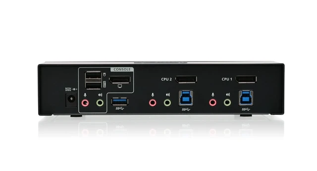 Alt view image 4 of 5 - IOGEAR 2-Port DisplayPort KVMP Switch - 4K 60Hz - 2-Port USB 3.1 Hub 5Gbps - Keyboard Mouse Input - 7.1 HD Audio - Front Panel Selector - TAA Compliant - Mac/Win - GCS1932