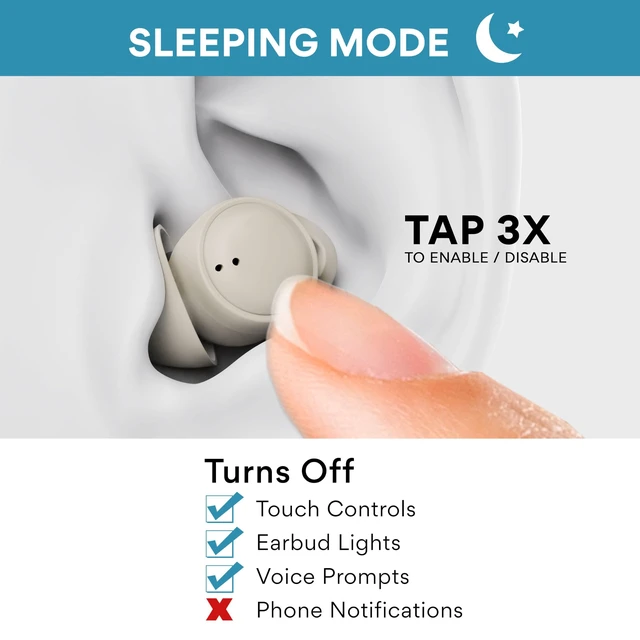 Alt view image 2 of 5 - MEE audio SleepTones Sleep Earbuds Bluetooth for Side Sleeper, Beige