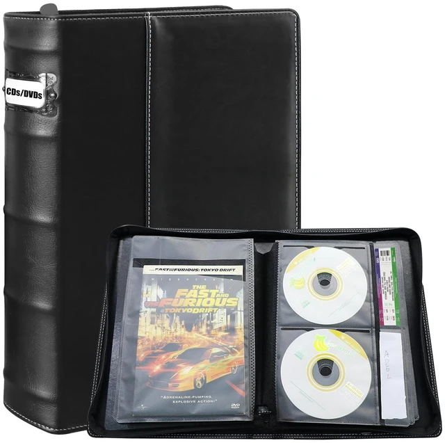 Main image of PUTNATRUE DVD CD Storage Binder 56 Discs DVD Book Binder with Label Slots & Cover Pockets, Media Holder Organizer for Blu ray & Video Game Discs, Home Collection, Car (Black Pages)