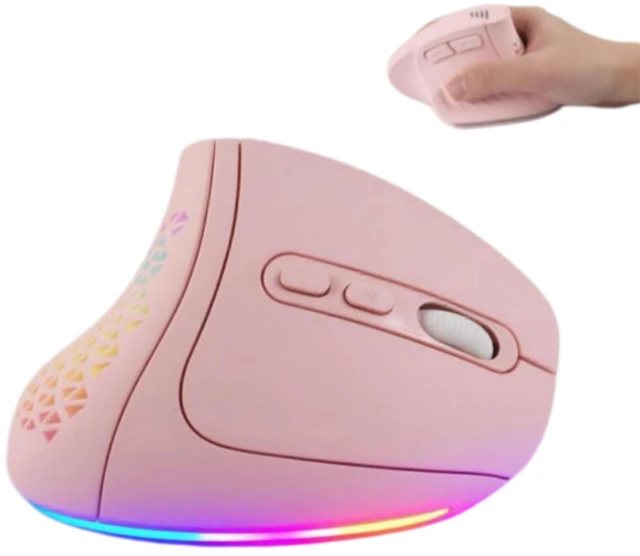 Main image of Ergonomic Vertical Mouse,Bluetooth Wireless Mouse 7 RGB Backlit Rechargeable Mice Connect 3 Devices(BT5.0/3.0/2.4G),Silent 3200DPI Comfort Reduced Wrist Strain for Large Hands iPad Mac Windows(