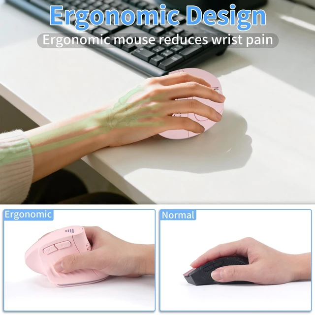Alt view image 5 of 5 - Ergonomic Vertical Mouse,Bluetooth Wireless Mouse 7 RGB Backlit Rechargeable Mice Connect 3 Devices(BT5.0/3.0/2.4G),Silent 3200DPI Comfort Reduced Wrist Strain for Large Hands iPad Mac Windows(