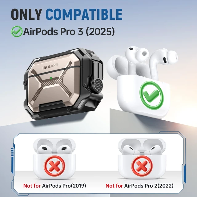 Alt view image 2 of 5 - MOBOSI for AirPods Pro 3 Case IP68 Waterproof, Champagne