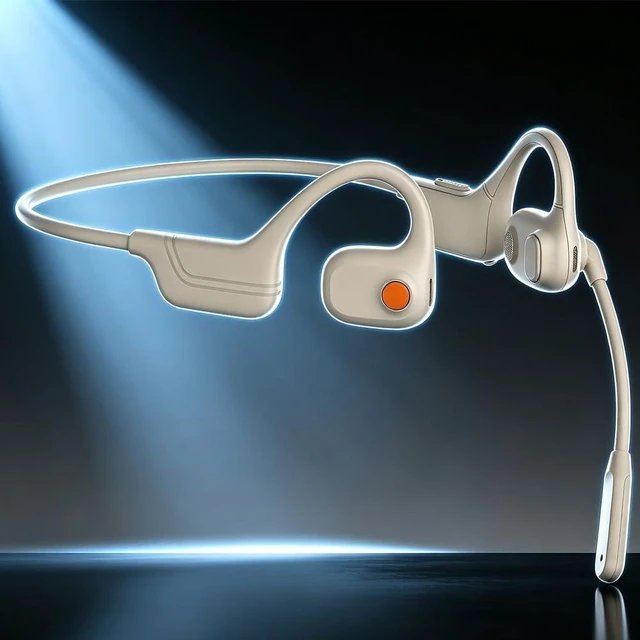 Main image of AYI Open Ear Air Conduction Bluetooth Headphone Dual Mic Rotatable Boom Mic Active Noise Cancellation IPX5 Waterproof Bluetooth 5.4 Pain-Free Design for Sports Office Work-White