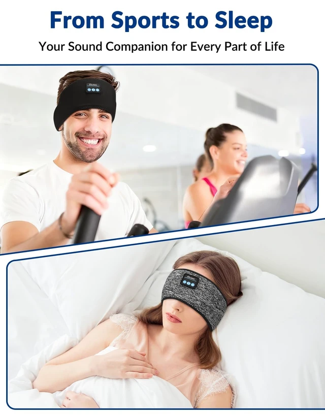 Alt view image 2 of 5 - Mixiba Adjustable Sleeping Headphones 2PCS Hook-and-Loop Bluetooth Headband