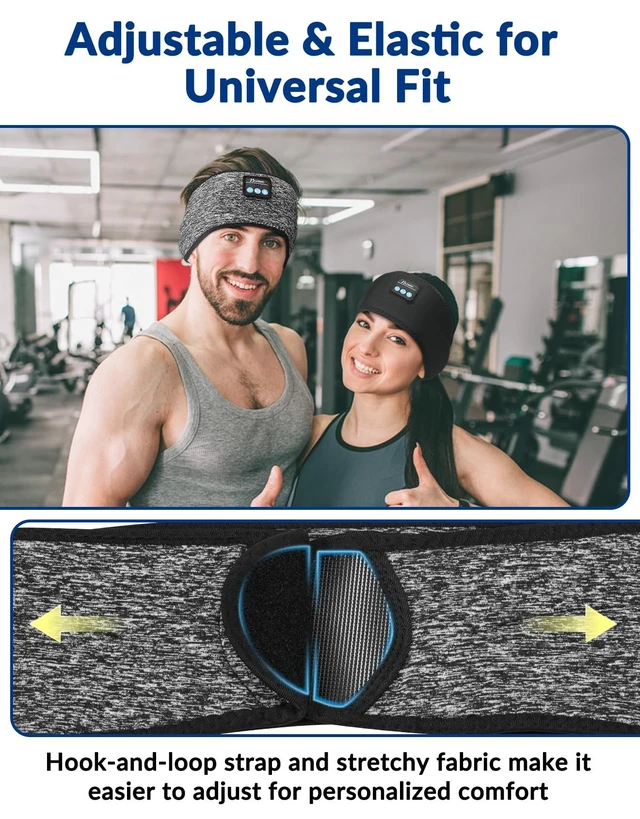 Alt view image 4 of 5 - Mixiba Adjustable Sleeping Headphones 2PCS Hook-and-Loop Bluetooth Headband