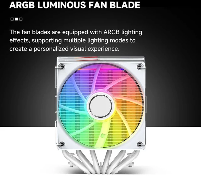 Alt view image 4 of 5 - Jungle Leopard KF620-DGT CPU Air Cooler, Dual ARGB PWM Fans, 6 Heat Pipes, Digital Display Top Cover - High-Performance Cooling for AMD:AM4 AM5/Intel LGA 1700/115X/1200/1366/1851 PC Cooler(White
