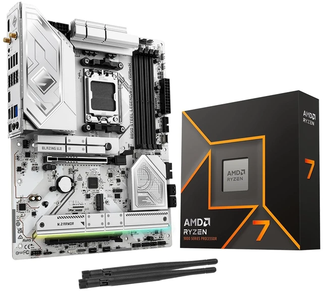 Main image of MICRO CENTER AMD 9700X CPU with ASRock B850 Steel Legend Motherboard