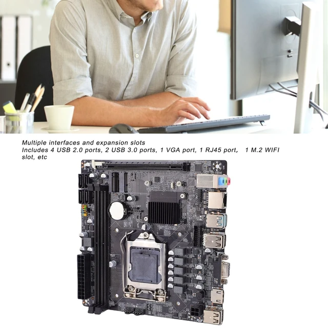 Alt view image 3 of 5 - H110 Mini ITX Motherboard, LGA1151 Socket, DDR4, M.2 NVMe, SATA3, PCIe x16, Dual Channel, for Desktop Computer