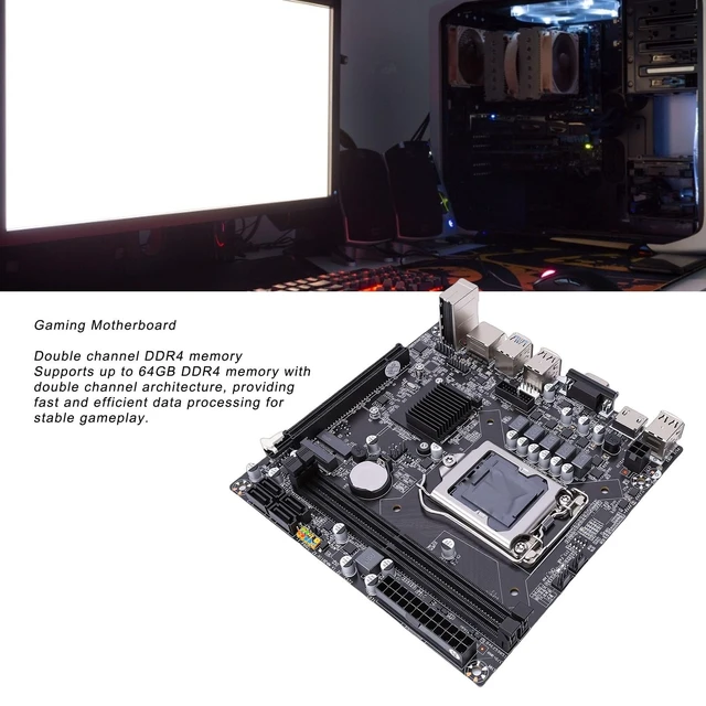 Alt view image 4 of 5 - H110 Mini ITX Motherboard, LGA1151 Socket, DDR4, M.2 NVMe, SATA3, PCIe x16, Dual Channel, for Desktop Computer