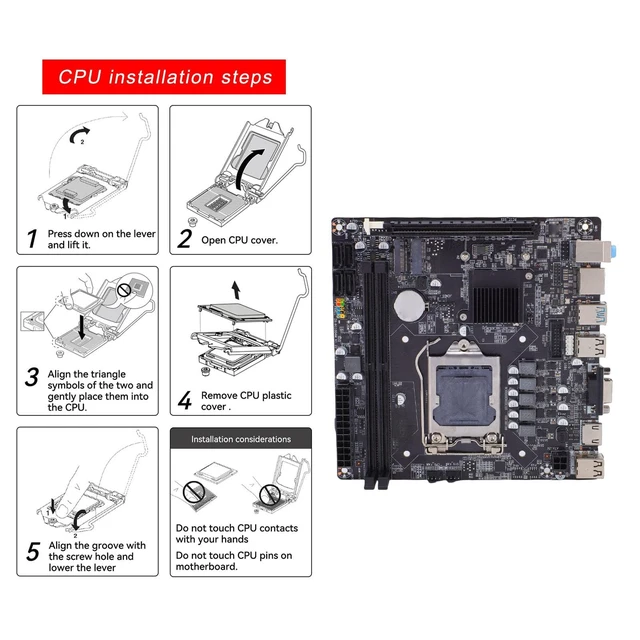 Alt view image 5 of 5 - H110 Mini ITX Motherboard, LGA1151 Socket, DDR4, M.2 NVMe, SATA3, PCIe x16, Dual Channel, for Desktop Computer