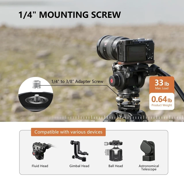 Alt view image 4 of 5 - RAUBAY Tripod Leveling Base for Seestar S50, 6 Adjust, 1/4", LB-01