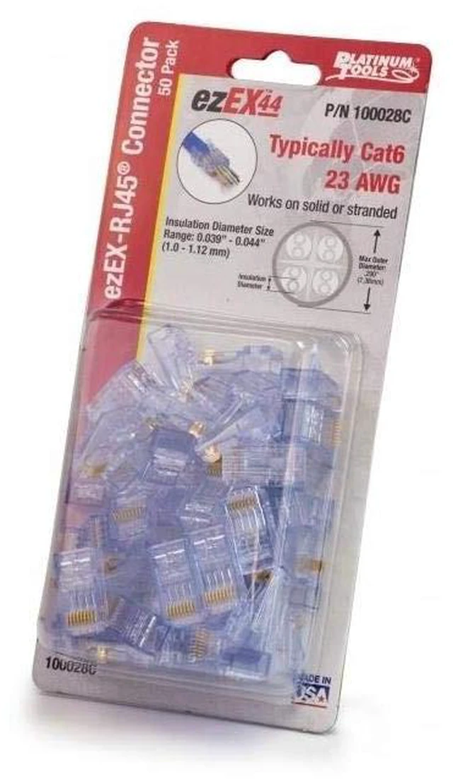 Alt view image 4 of 4 - Platinum Tools 100028C ezEX44 Cat6 Connectors, 50/Bag