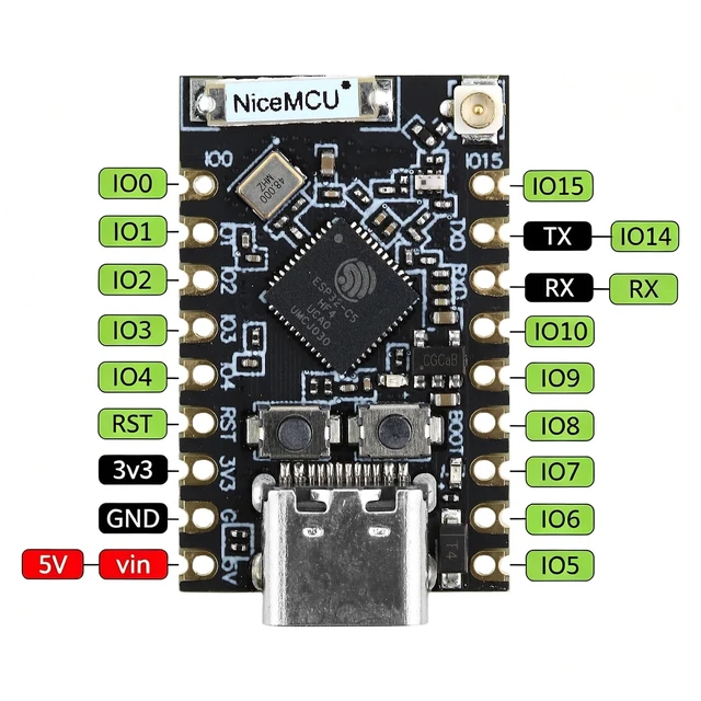 Alt view image 3 of 5 - 3PCS ESP32 C5 Mini Development Board with 240MHz Single Core Processor 4MB Flash Type-C Port 18Pin GPIO for Arduino