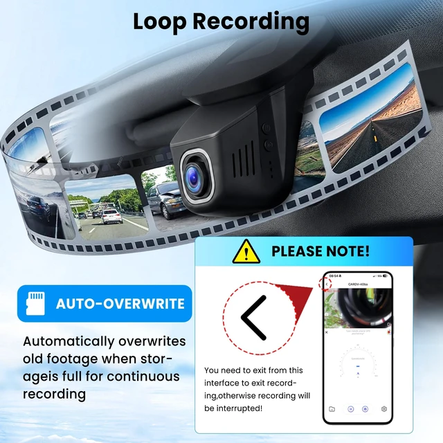 Alt view image 4 of 5 - Hodozzy 4K Dash Cam Front and Rear, Mini Car Camera WiFi Hidden Dash Camera