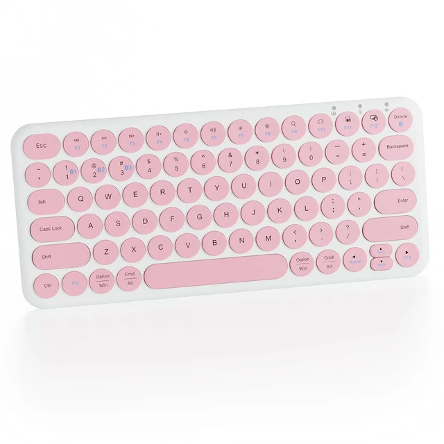 Main image of Cloud-W Mini Bluetooth Keyboard, Low Profile Quiet Keys (Pink White)