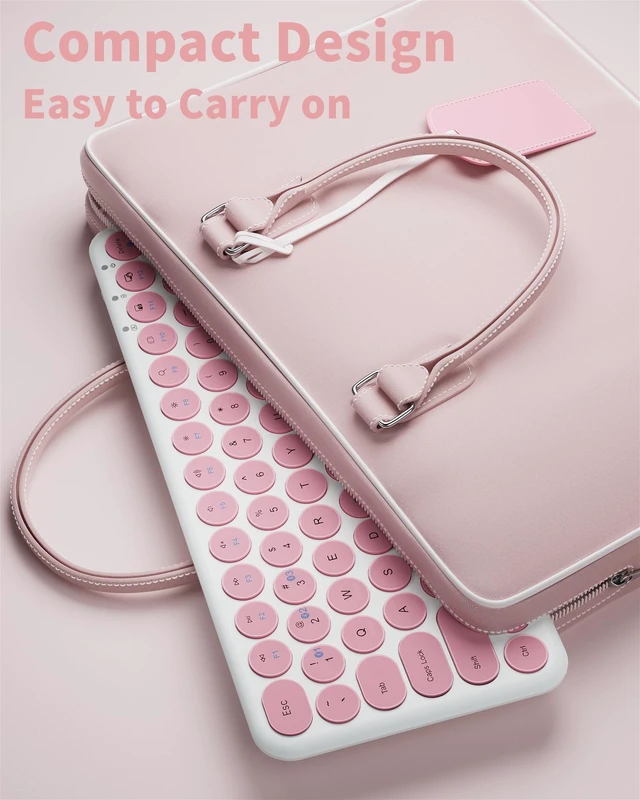 Alt view image 2 of 5 - Cloud-W Mini Bluetooth Keyboard, Low Profile Quiet Keys (Pink White)