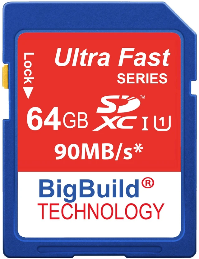 Main image of BigBuild Technology 64GB Ultra Fast 90MB/s Memory Card for Leica C Lux, D Lux, D Lux 7, M10 D, M10 P, Q P, Q2 Camera, Class 10 SDXC