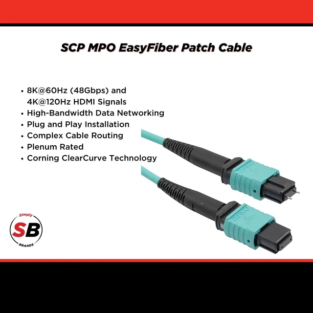 Alt view image 2 of 5 - Simply45 SCP Male to Female EasyFiber Patch Cable, 6ft/1.8m, Aqua