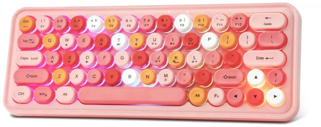 Main image of SanShun Wired RGB Creamy Typewriter Keyboard. 65 Percent Retro LED Membrance Gaming Keyboard. Small Ergonomic Optical Teclado with ABS Backlit Unreplaceable Round Keycaps.(Pink)