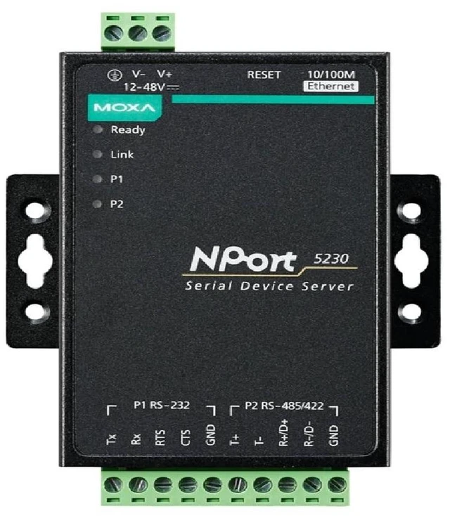 Main image of Moxa NPort 5230-T Device - 2-Port Device Server with 1 RS-232 Port and 1 RS-422/485 Port, -40 to 75C (Power Supply : PWR-12150-USJP-SA-T not Included)