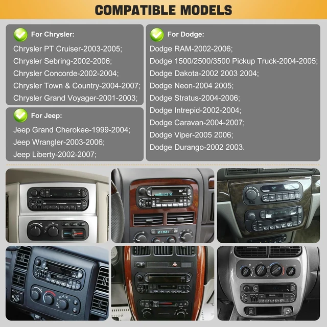 Alt view image 2 of 5 - (8Core + 64GB) Car Radio Stereo for Dodge RAM(2002-2006),for Jeep Wrangler (2003-2006),Jeep Grand Cherokee (1999-2004),9 Inch QLED Touch Screen with Wireless Carplay&Android Auto&Mirrolink
