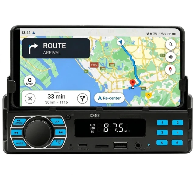 Main image of Single DIN Car Stereo Bluetooth Car Radio with FM/MP3/AUX USB Colorful Lights MP3 Player with Mobile Phone Holder Find a Car