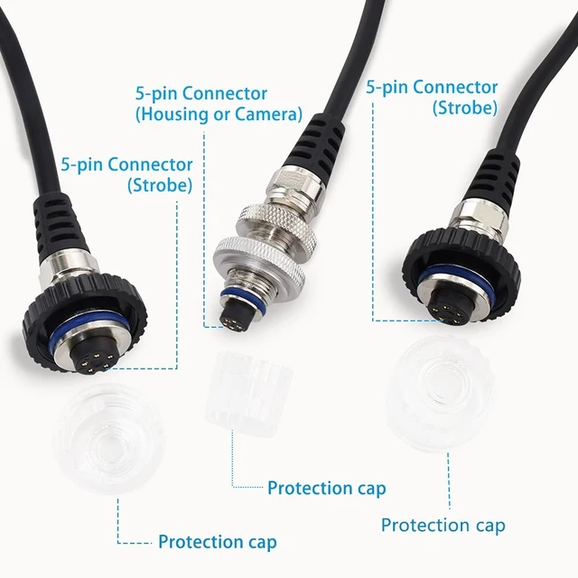 Alt view image 3 of 5 - Sea frogs 1 to 2 1.7M 5-pin Scuba Fiber Optic Cable