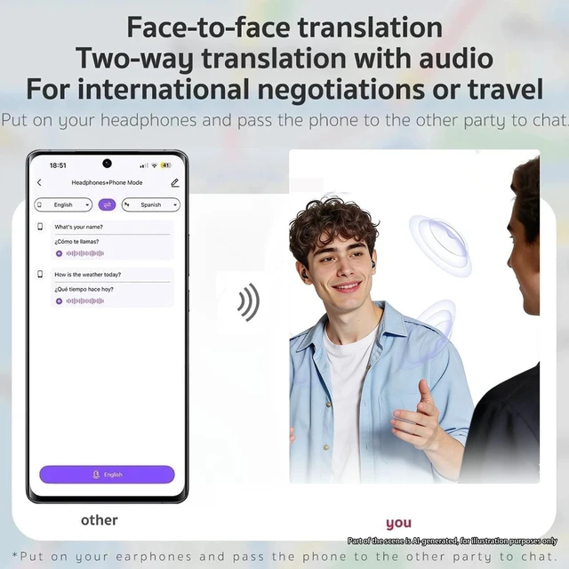 Alt view image 4 of 5 - NE76 Sleep Earbuds Bluetooth 6.0 in Ear, AI Translation Headphones Real Time 164 Languages, Waterproof Mini Sleep Headphones Small Design for Side Sleepers for Travel Education Business Meetings Beige