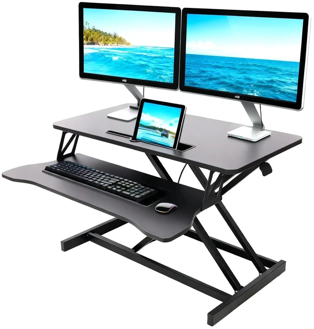 Main image of Standing Desk Converter, Height Adjustable, Dual Monitor with Keyboard Tray