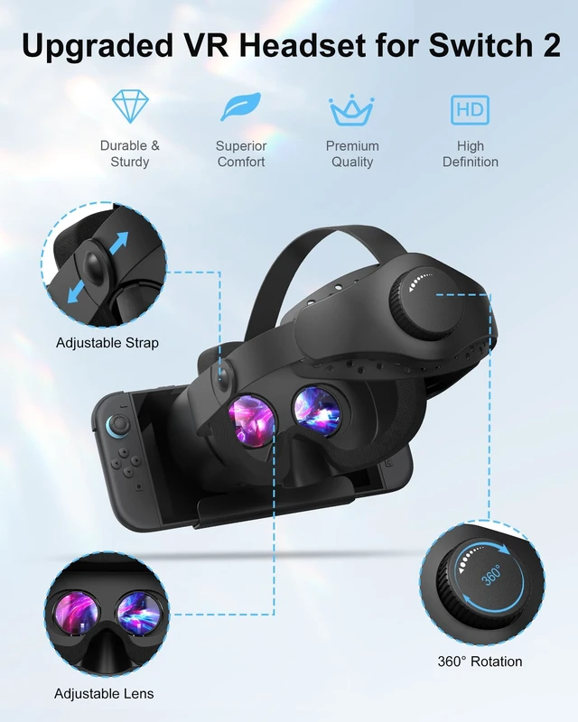 Alt view image 2 of 5 - Upgraded VR Headset Compatible with Nintendo Switch 2 (2025), Switch 2 Virtual Reality VR Glasses with Adjustable HD Lenses and Comfortable Head Strap, Virtual Boy 3D Goggles for Switch 2 Accessories