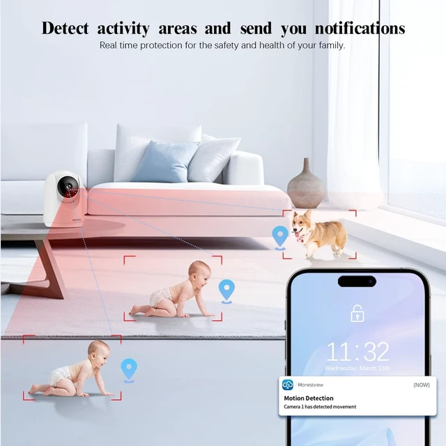 Alt view image 5 of 5 - 2.7K Indoor Security Camera Baby Monitor Pet Monitor, PTZ Nanny Cam 4Pcs