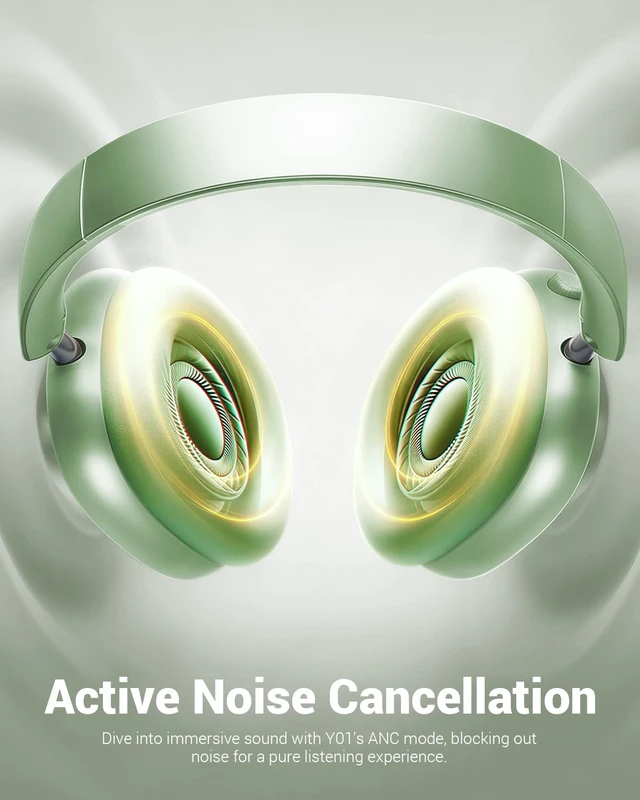 Alt view image 3 of 5 - Wentronic Y01 Wireless Noise Canceling Headphones Bluetooth 5.3 Over Ear Headphones with Microphone, Hi-Res Audio, 48H Playtime, Foldable Comfortable Earpads,Compatible with iOS,Android,PC, Gre