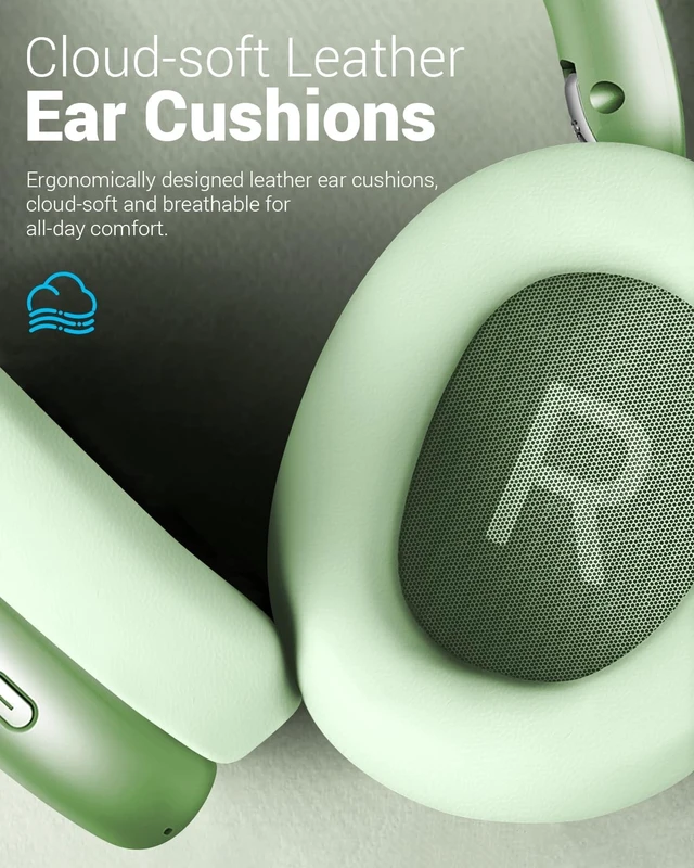 Alt view image 4 of 5 - Wentronic Y01 Wireless Noise Canceling Headphones Bluetooth 5.3 Over Ear Headphones with Microphone, Hi-Res Audio, 48H Playtime, Foldable Comfortable Earpads,Compatible with iOS,Android,PC, Gre