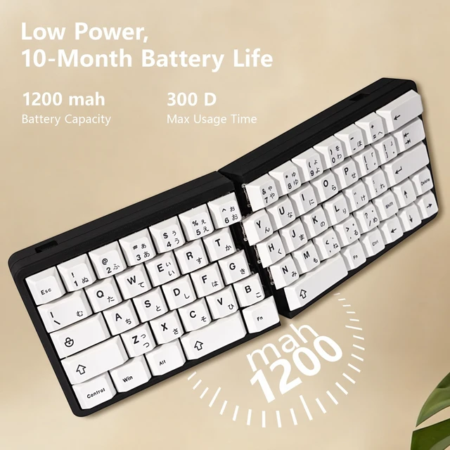 Alt view image 5 of 5 - YIVU Split Mechanical Keyboard, 60% Wireless Ergonomic Design, 2.4G, Hot-Swappable Red Switches, QMK/Vial Programmable, Black