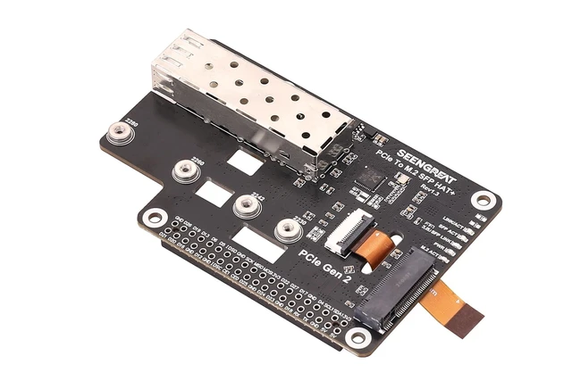Alt view image 4 of 5 - PCIe M.2 NVMe & SFP HAT+ for Raspberry Pi 5, NAS Adapter Board