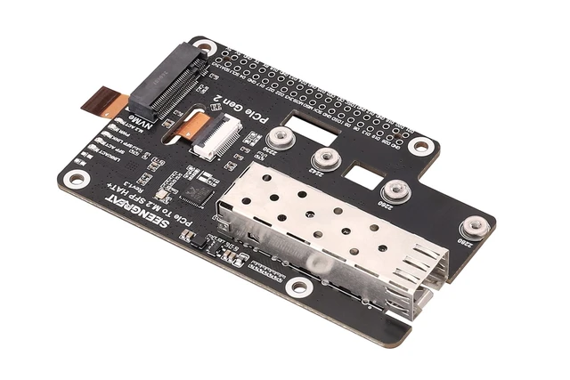 Alt view image 5 of 5 - PCIe M.2 NVMe & SFP HAT+ for Raspberry Pi 5, NAS Adapter Board
