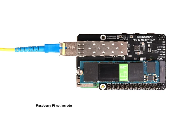 Alt view image 3 of 5 - PCIe M.2 NVMe & SFP HAT+ for Raspberry Pi 5, NAS Adapter Board